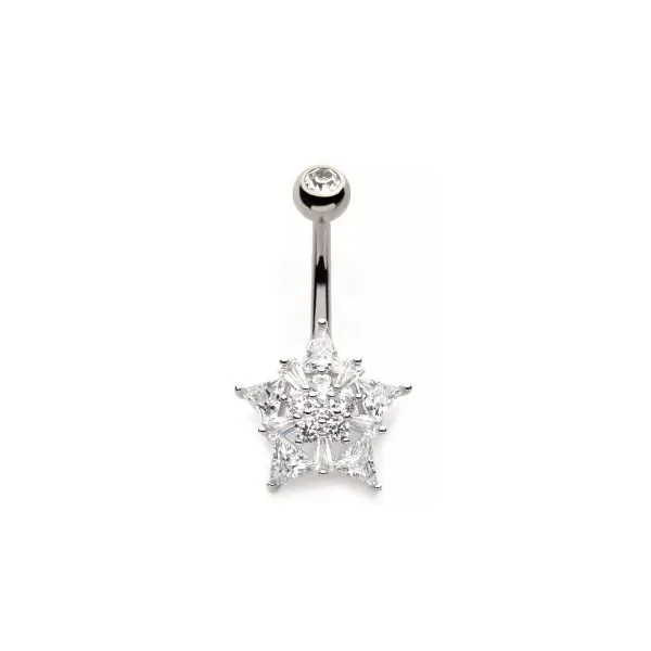 Belly Ring - Cubic Zirconia - Star Flower