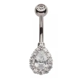 Belly Ring - Cubic Zirconia Teardrop