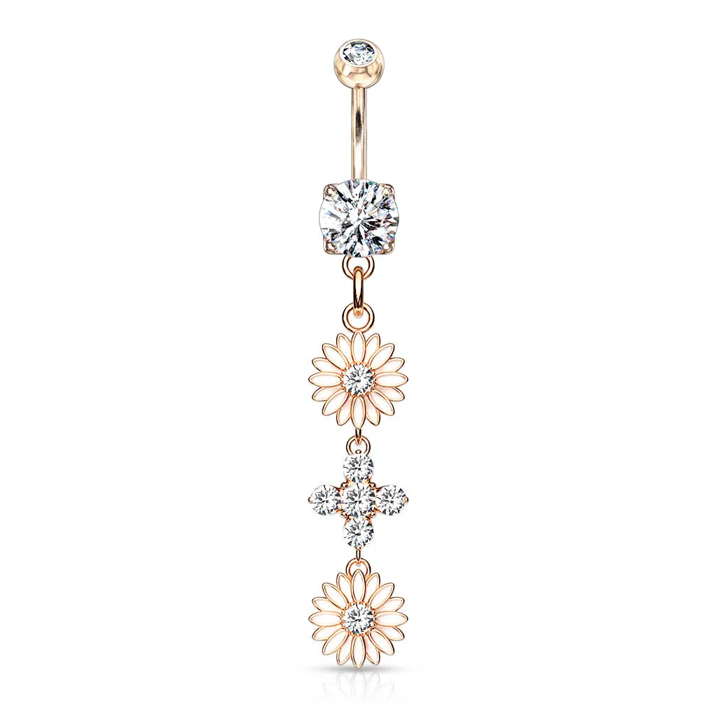 Belly Ring - Flower Double - Rose Gold