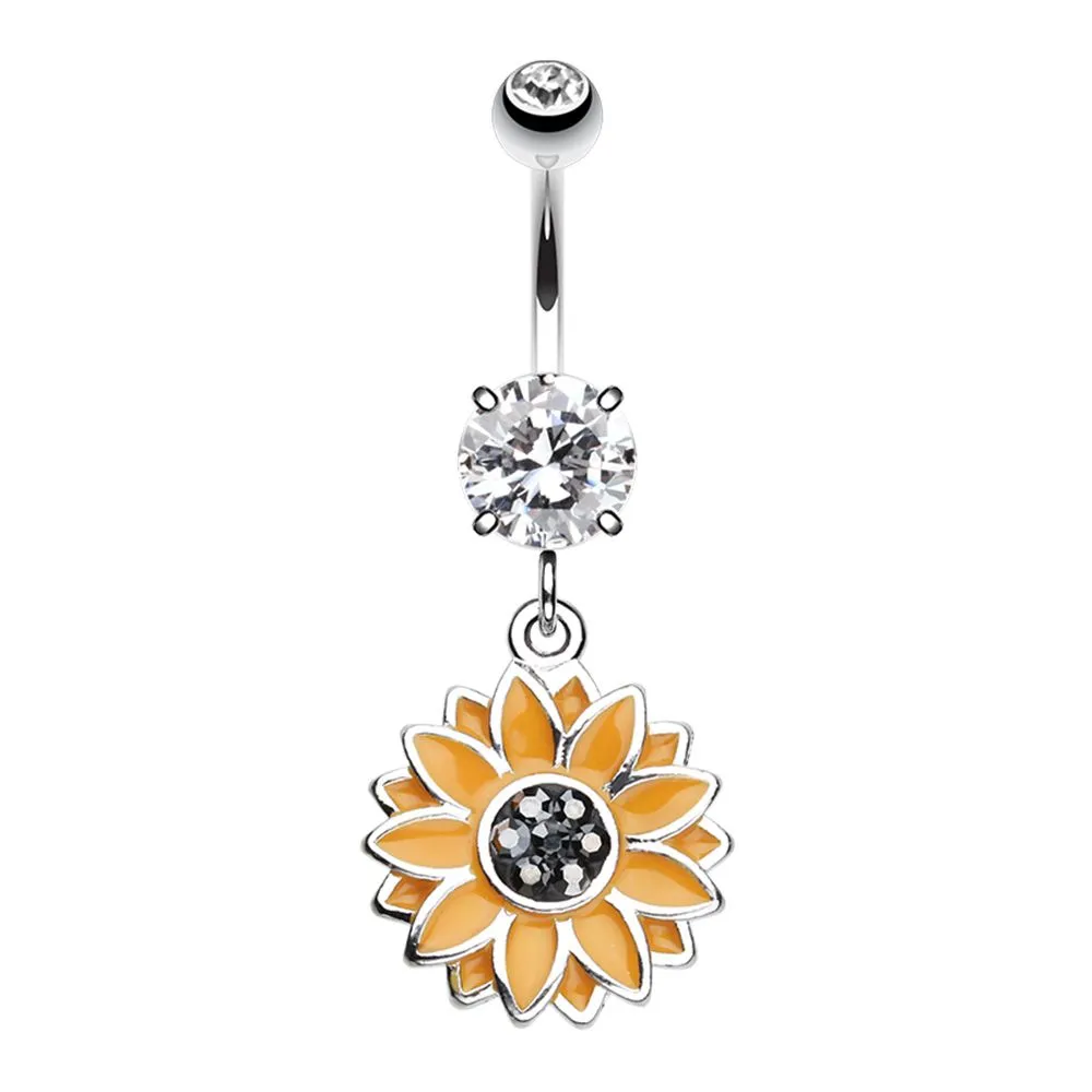 Belly Ring - Golden Sunflower