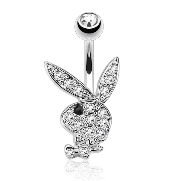 Belly Ring - Playboy Clear Black