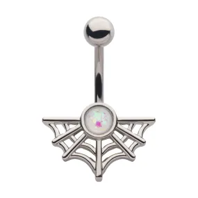 Belly Ring - Spider Web - Opal