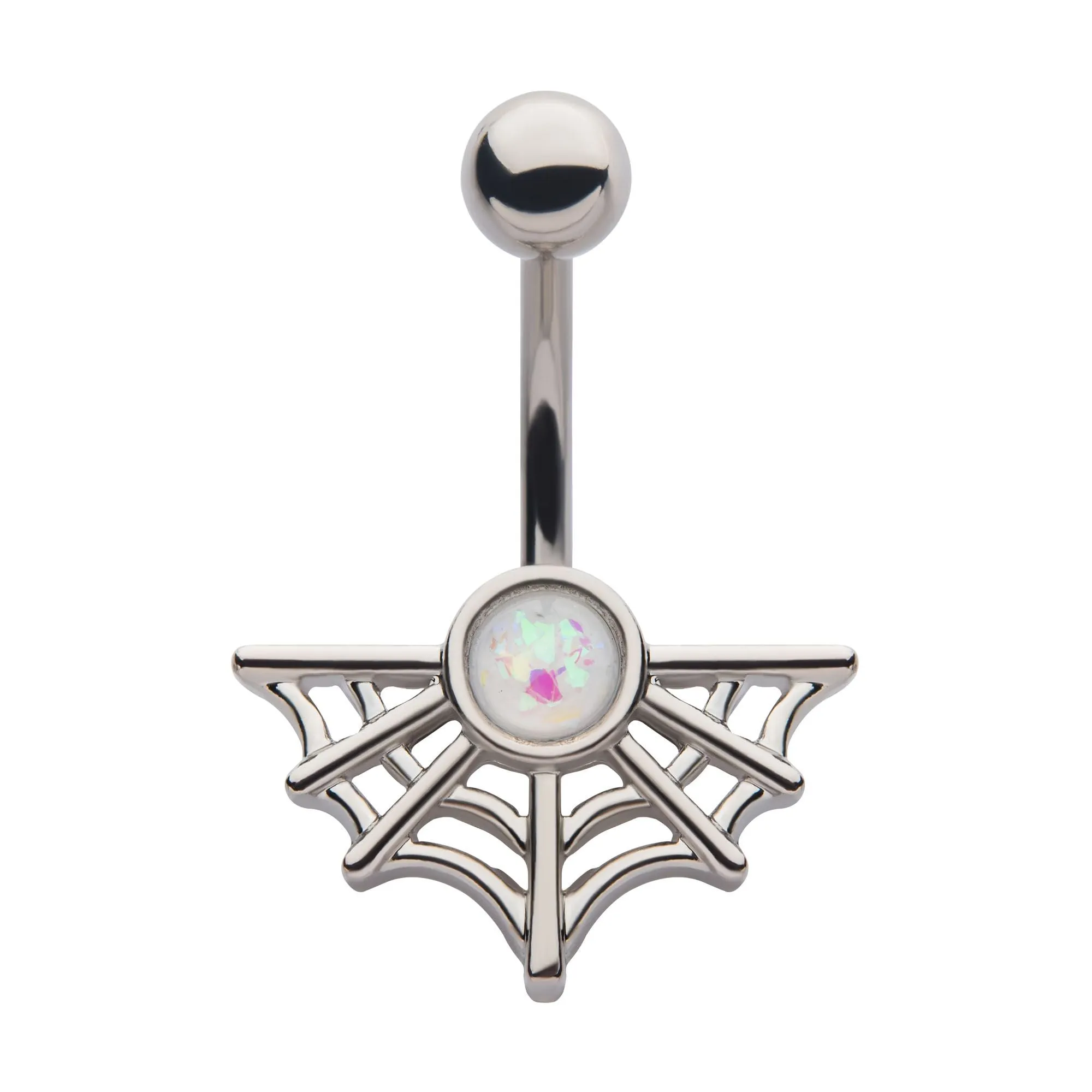 Belly Ring - Spider Web - Opal