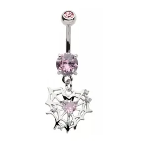 Belly Ring - Spider Web - Pink