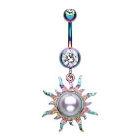 Belly Ring - Sun Rainbow - Clear Gem