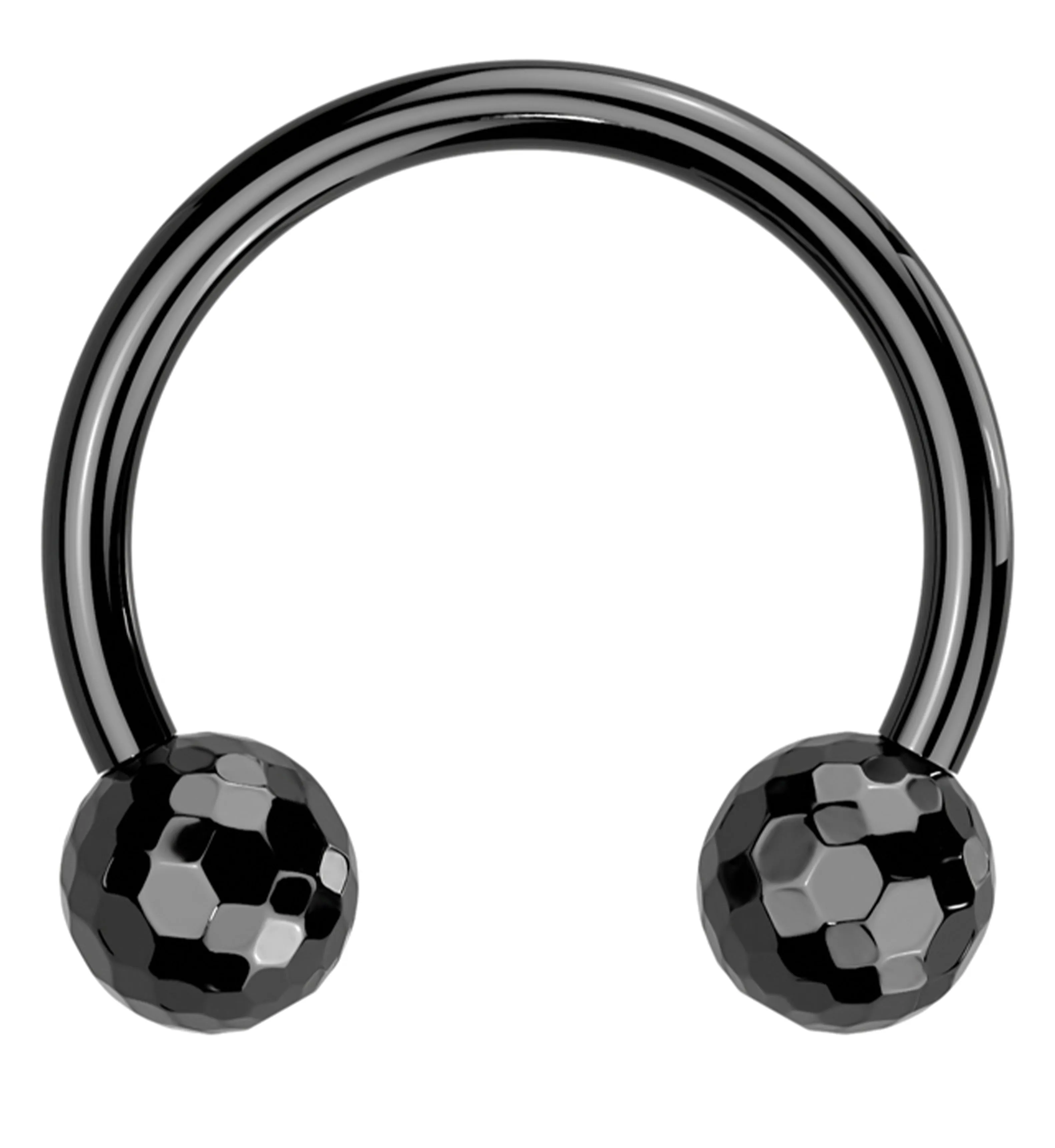 Black PVD Faceted Ball Threadless Titanium Circular Barbell