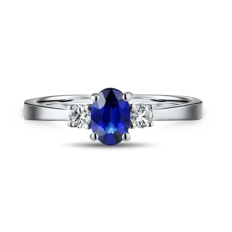 Blue Sapphire Finger Ring Charm Jewelry in 925 Sterling Silver - JPBCJ939