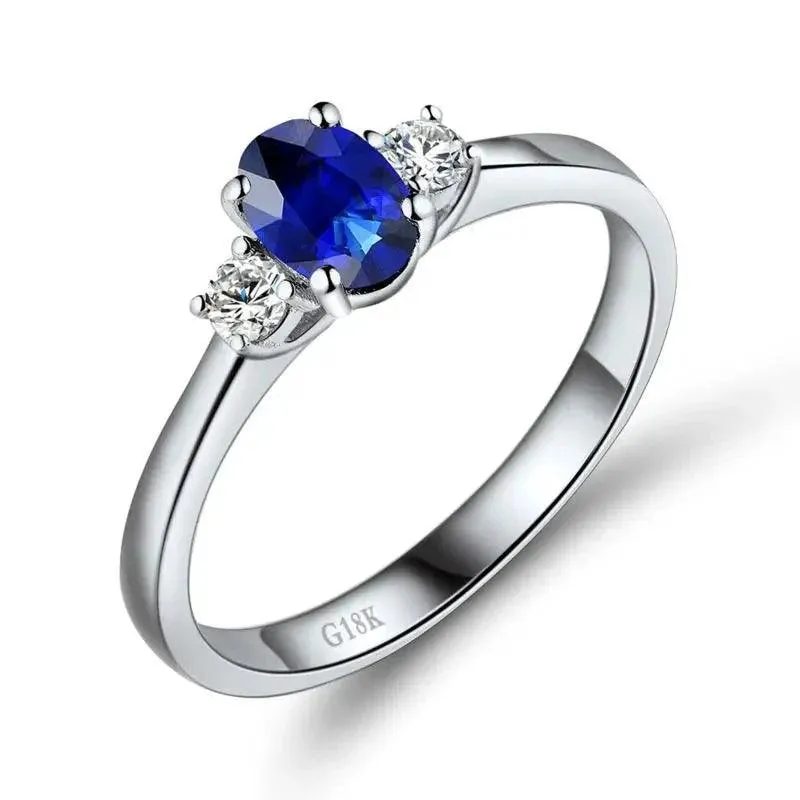 Blue Sapphire Finger Ring Charm Jewelry in 925 Sterling Silver - JPBCJ939