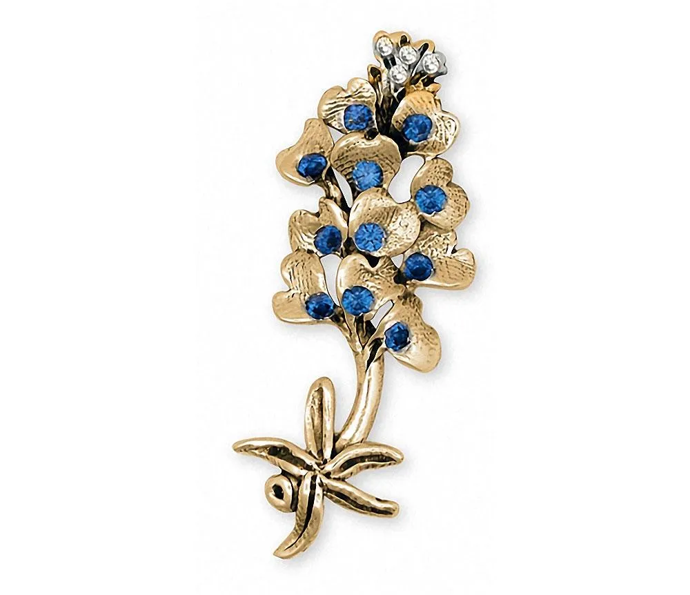 Bluebonnet Brooch Pin Jewelry 14k Gold Handmade Texas Wildflower Brooch Pin BB7-PNG