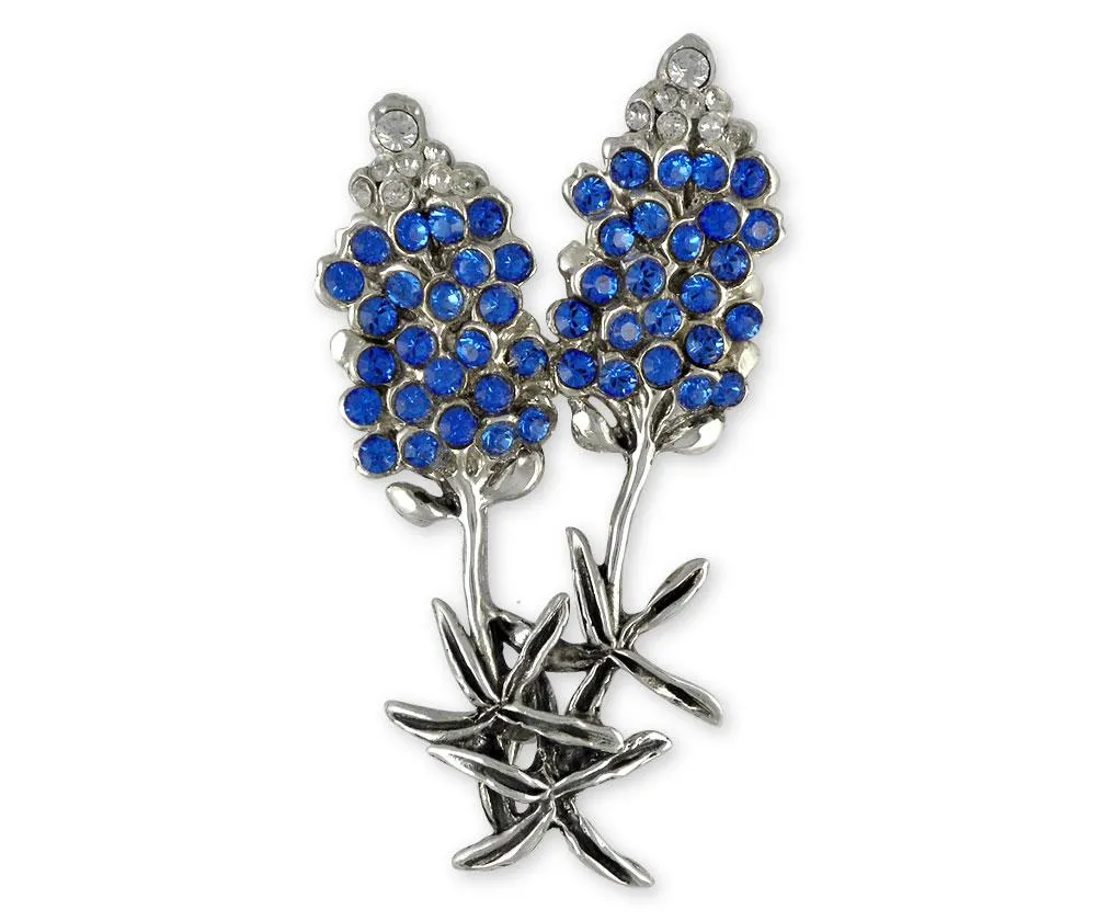 Bluebonnet Brooch Pin Jewelry Sterling Silver Handmade Texas Wildflower Brooch Pin BB20-PN