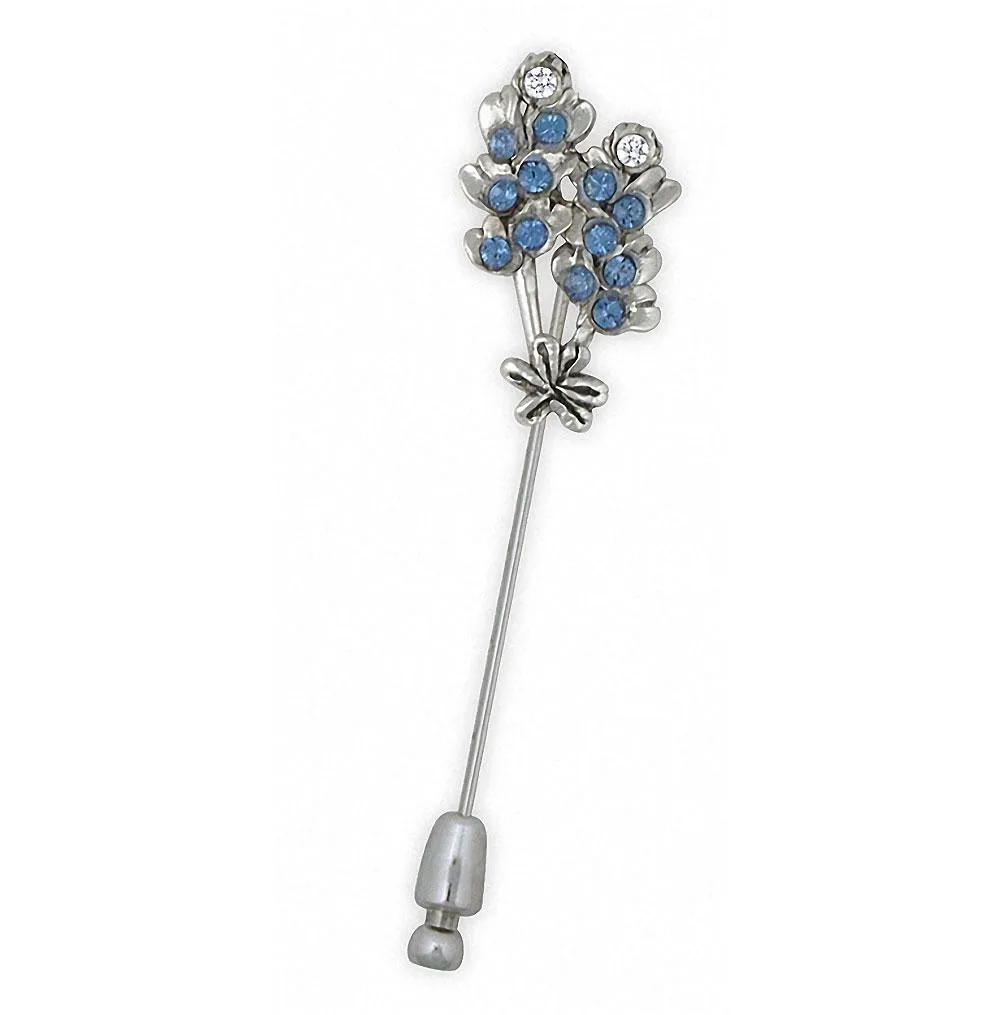 Bluebonnet Brooch Pin Jewelry Sterling Silver Handmade Texas Wildflower Brooch Pin BBD-STP