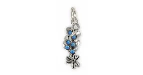 Bluebonnet Charm Jewelry Sterling Silver Handmade Texas Wildflower Charm BBS-C