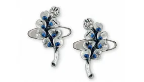 Bluebonnet Cufflinks Jewelry Sterling Silver Handmade Texas Wildflower Cufflinks BB6-SCL