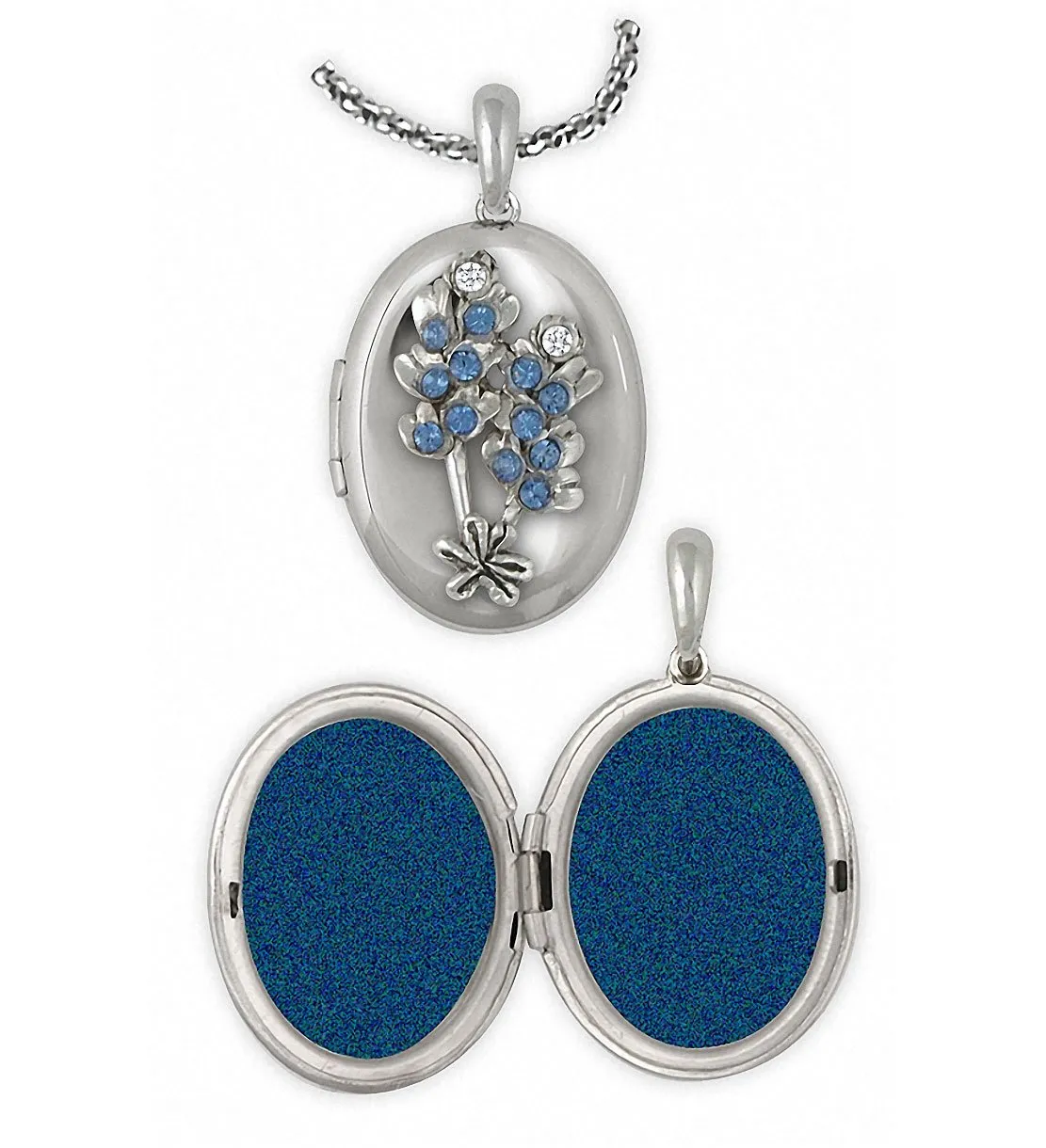 Bluebonnet Photo Locket Jewelry Sterling Silver Handmade Texas Wildflower Photo Locket BBD-V