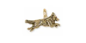 Border Collie Charm Jewelry 14k Gold Handmade Dog Charm BDC41X-CG