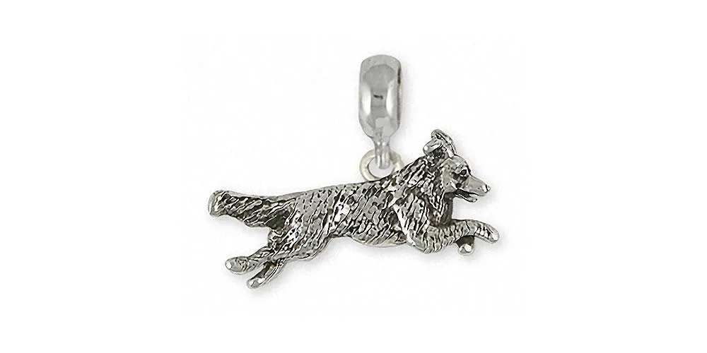 Border Collie Charm Slide Jewelry Sterling Silver Handmade Dog Charm Slide BDC41X-PNS