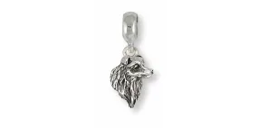 Border Collie Charm Slide Jewelry Sterling Silver Handmade Dog Charm Slide BE3-PNS