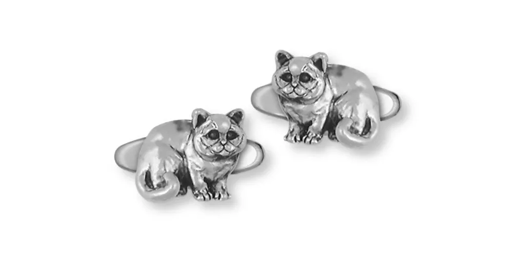 British Shorthair Cufflinks Jewelry Sterling Silver Handmade Cat Cufflinks BRS5-CL