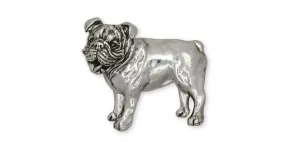 Bulldog Brooch Pin Jewelry Sterling Silver Handmade Dog Brooch Pin BD10-BP