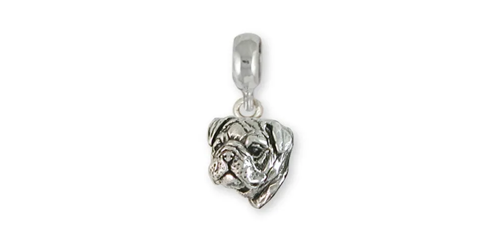 Bulldog Charm Slide Jewelry Sterling Silver Handmade Dog Charm Slide BD22-PNS