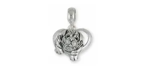 Bulldog Charm Slide Jewelry Sterling Silver Handmade Dog Charm Slide BD251x-PNS