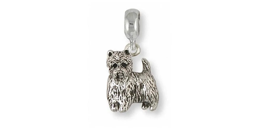 Cairn Terrier Charm Slide Jewelry Sterling Silver Handmade Dog Charm Slide CNWT34L-PNS