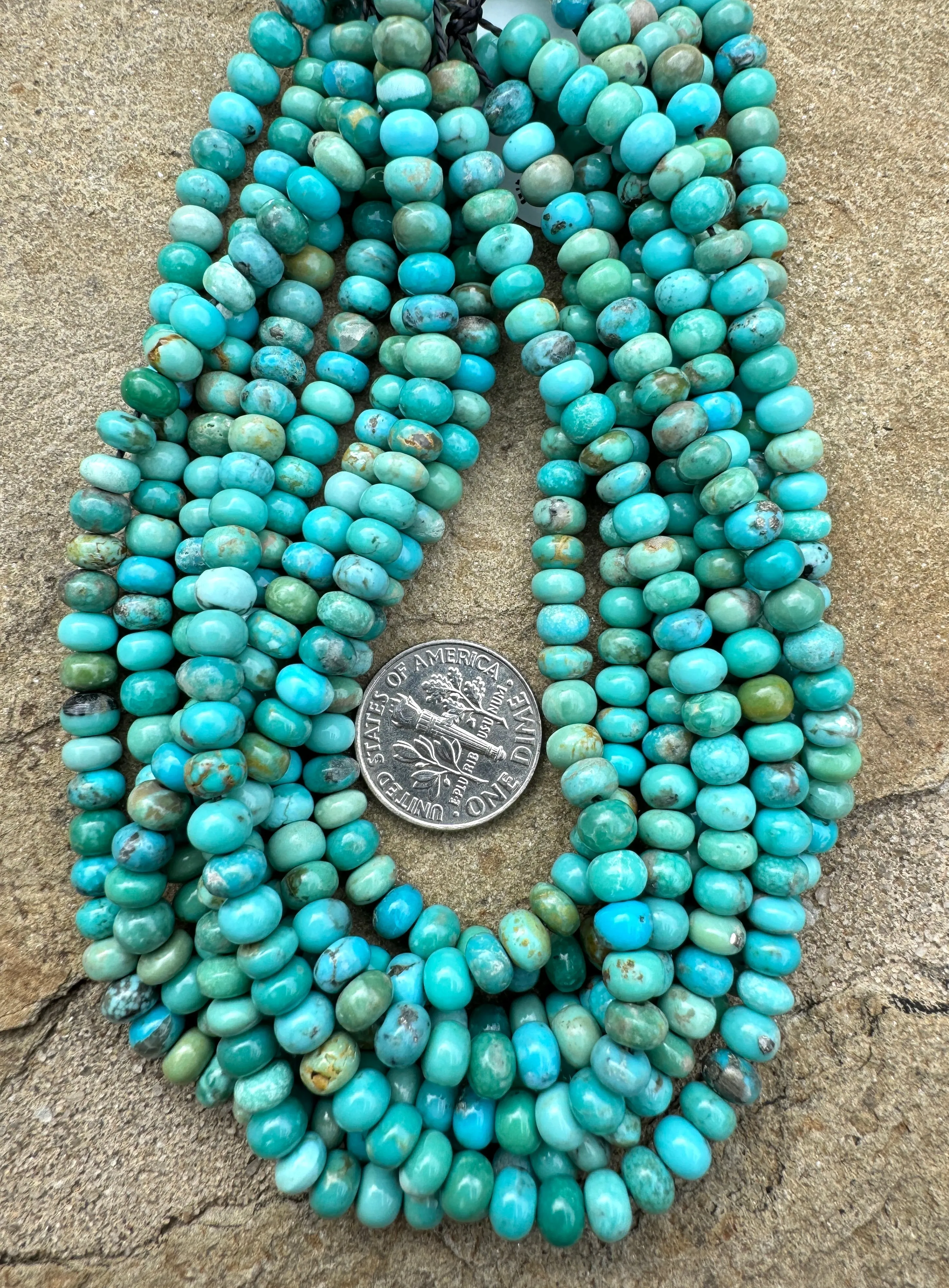 Campitos (Mex) Turquoise 5mm Rondelle Beads (9 inch Strands)