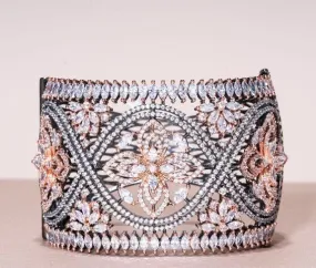 Caprice Statement Cuff Bracelet Victorian & Rose Gold By Jaipur Rose Designer Indian Jewelry