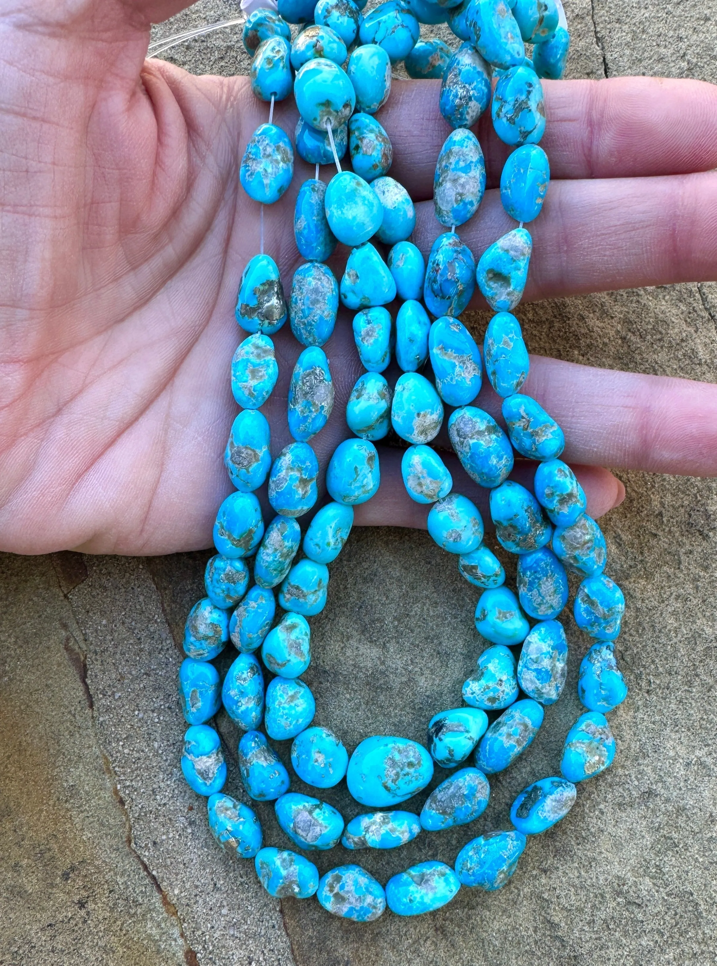 Castle Dome Turquoise (AZ) 13-18mm Nuggets Strands, 16 Inch Strand