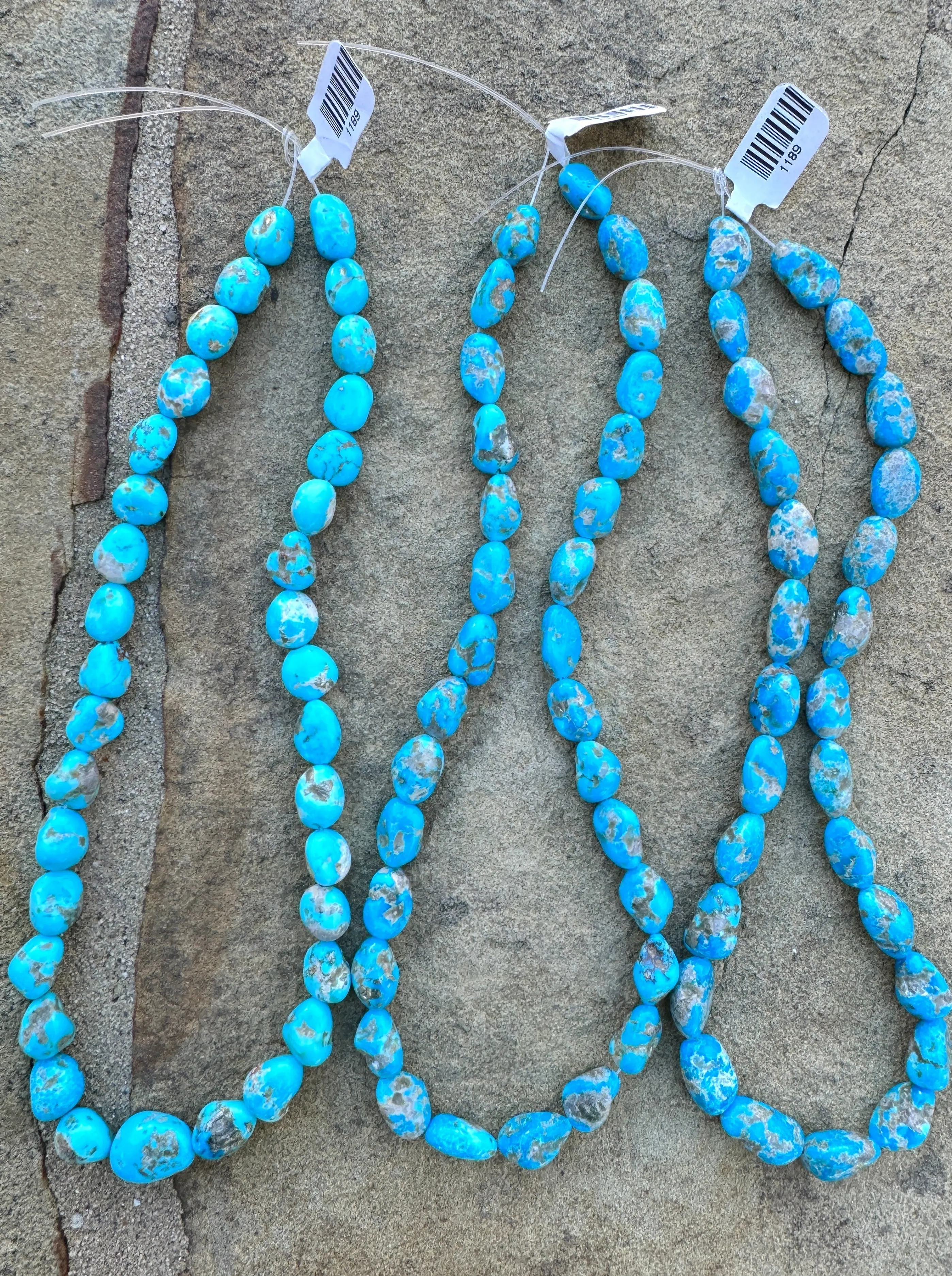 Castle Dome Turquoise (AZ) 13-18mm Nuggets Strands, 16 Inch Strand