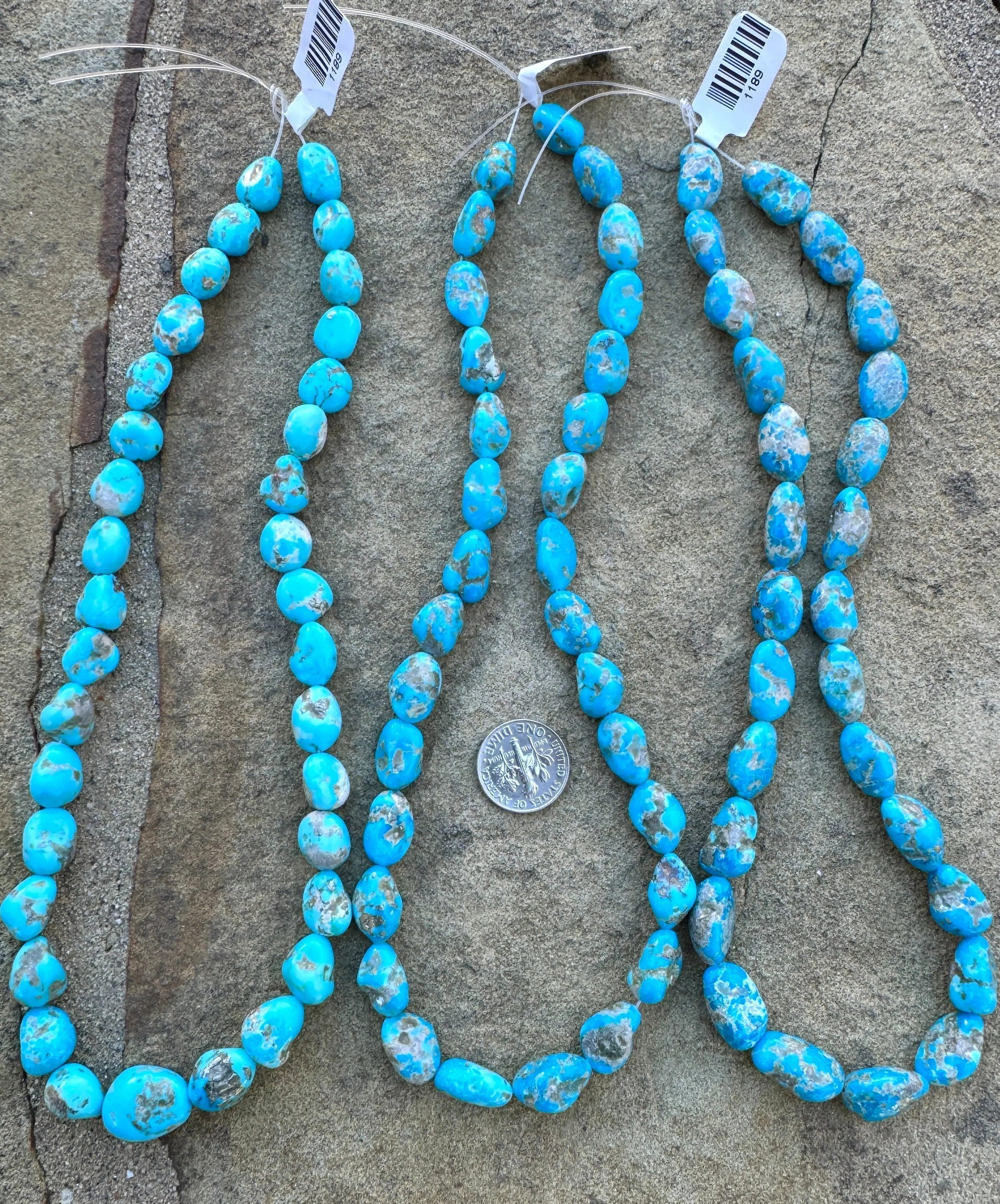 Castle Dome Turquoise (AZ) 13-18mm Nuggets Strands, 16 Inch Strand