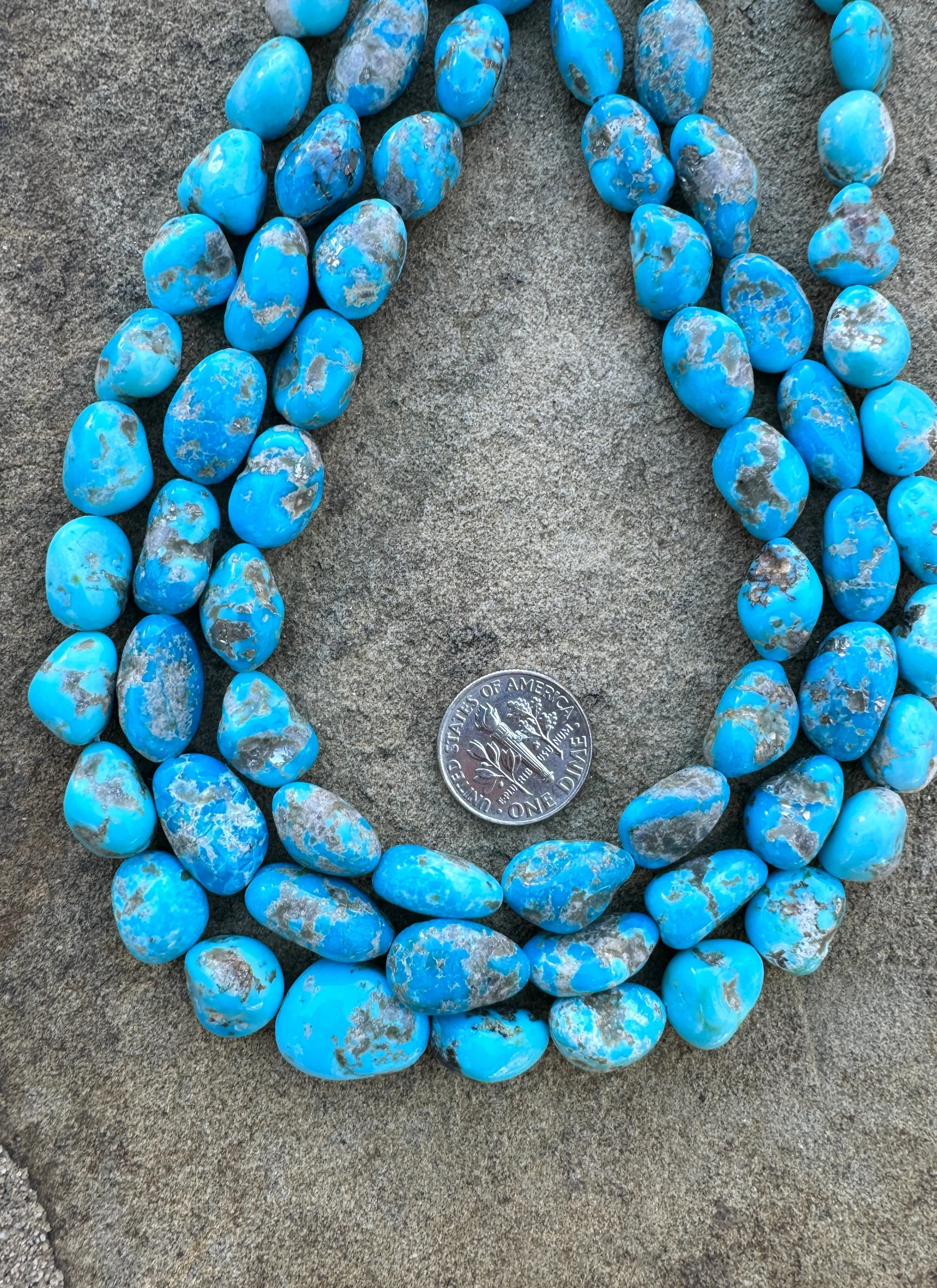 Castle Dome Turquoise (AZ) 13-18mm Nuggets Strands, 16 Inch Strand