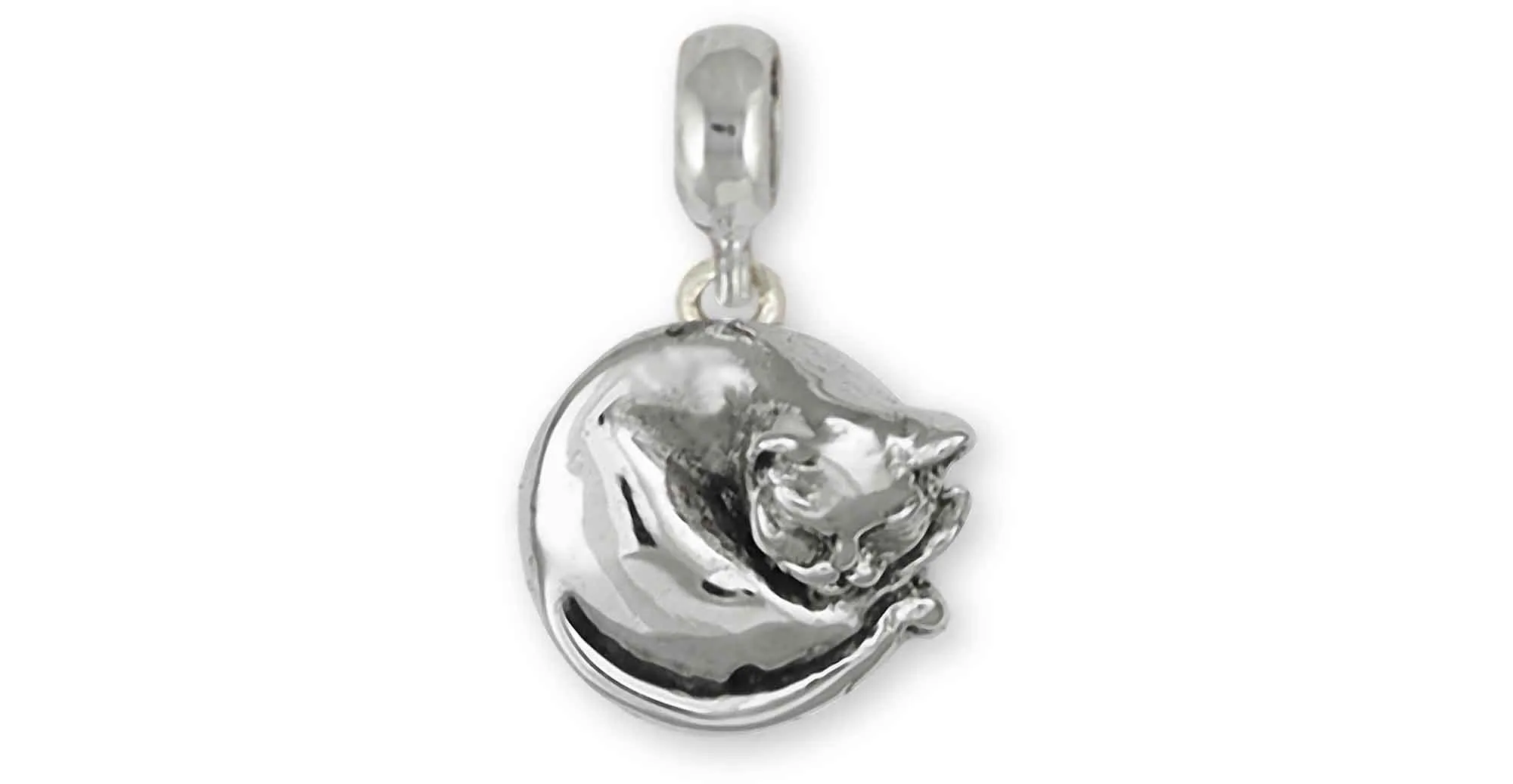 Cat Jewelry Sterling Silver Handmade Cat Slide Bracelet And Charm  CT52-PNS