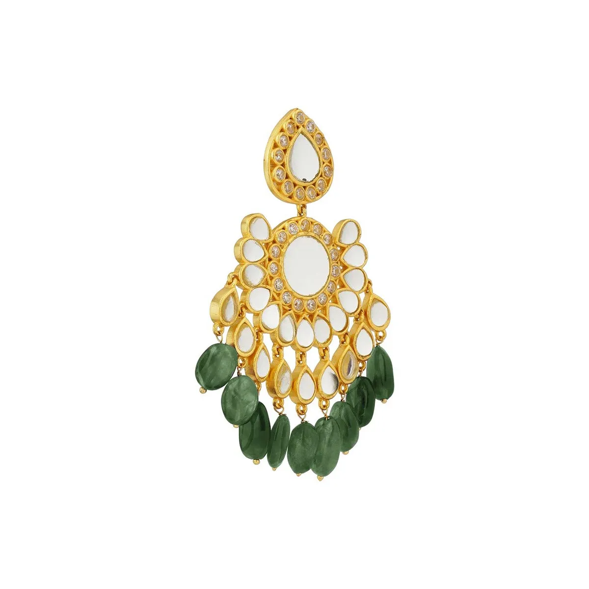 Chandni Statement Earrings - Green Strawberry Quartz