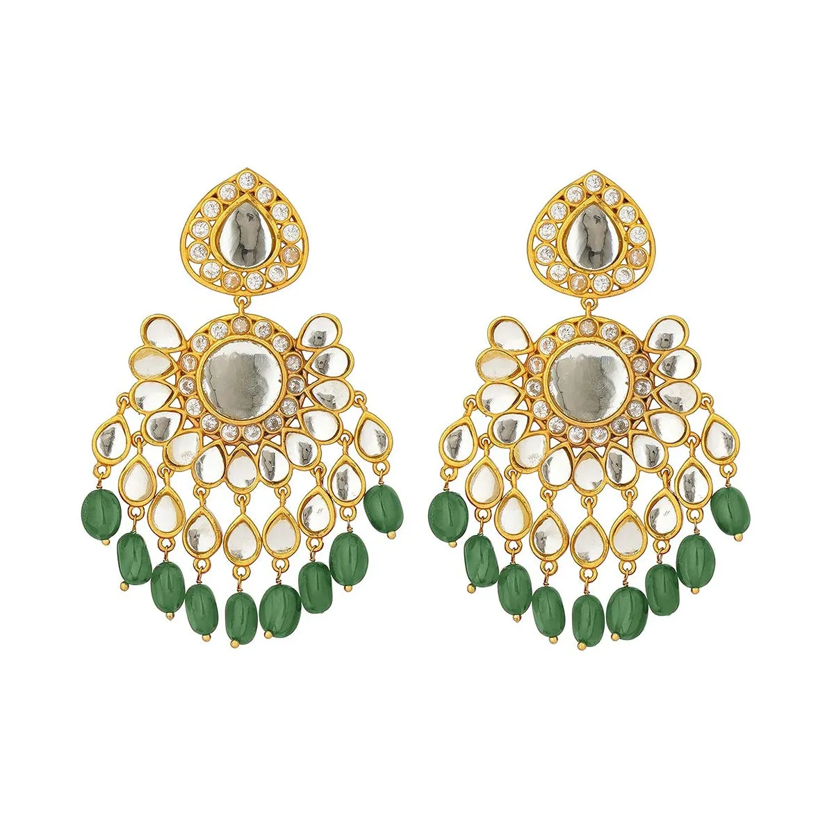 Chandni Statement Earrings - Green Strawberry Quartz