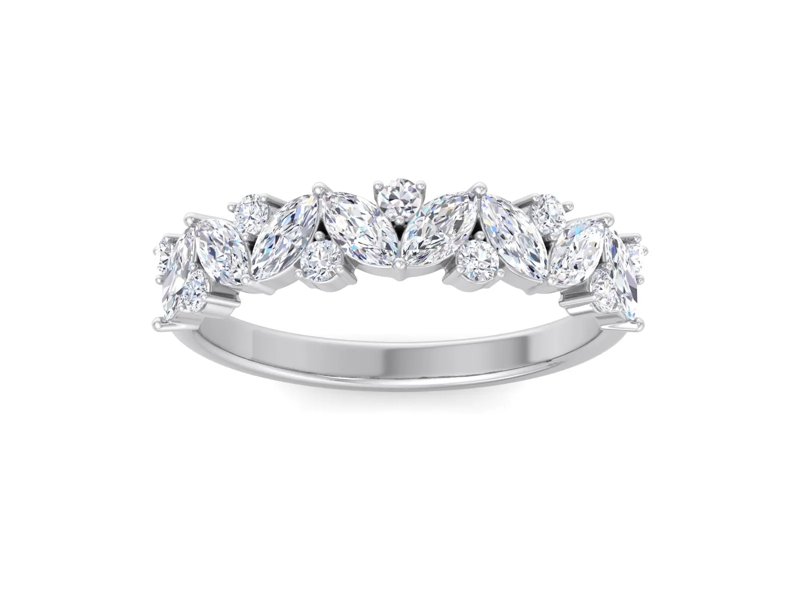 Classic Marquise & Round Cut Cut Diamond Wedding Band