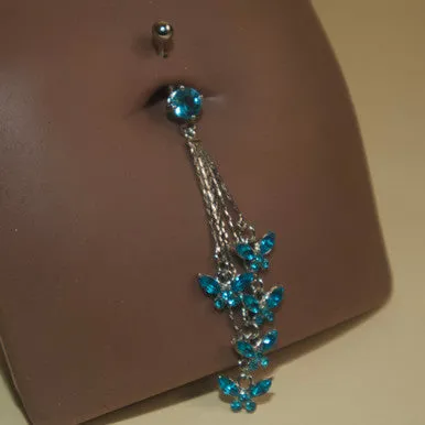 Dangling Four Butterflies Navel Belly Ring Button