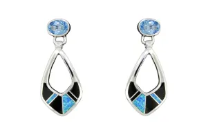 David Rosales Black Beauty and Blue Topaz Earrings