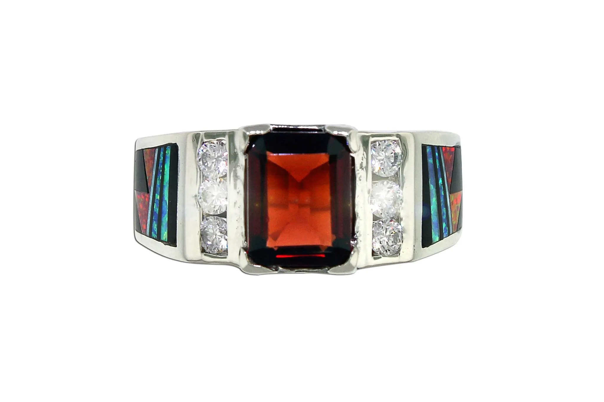 David Rosales Garnet and Opal Ring