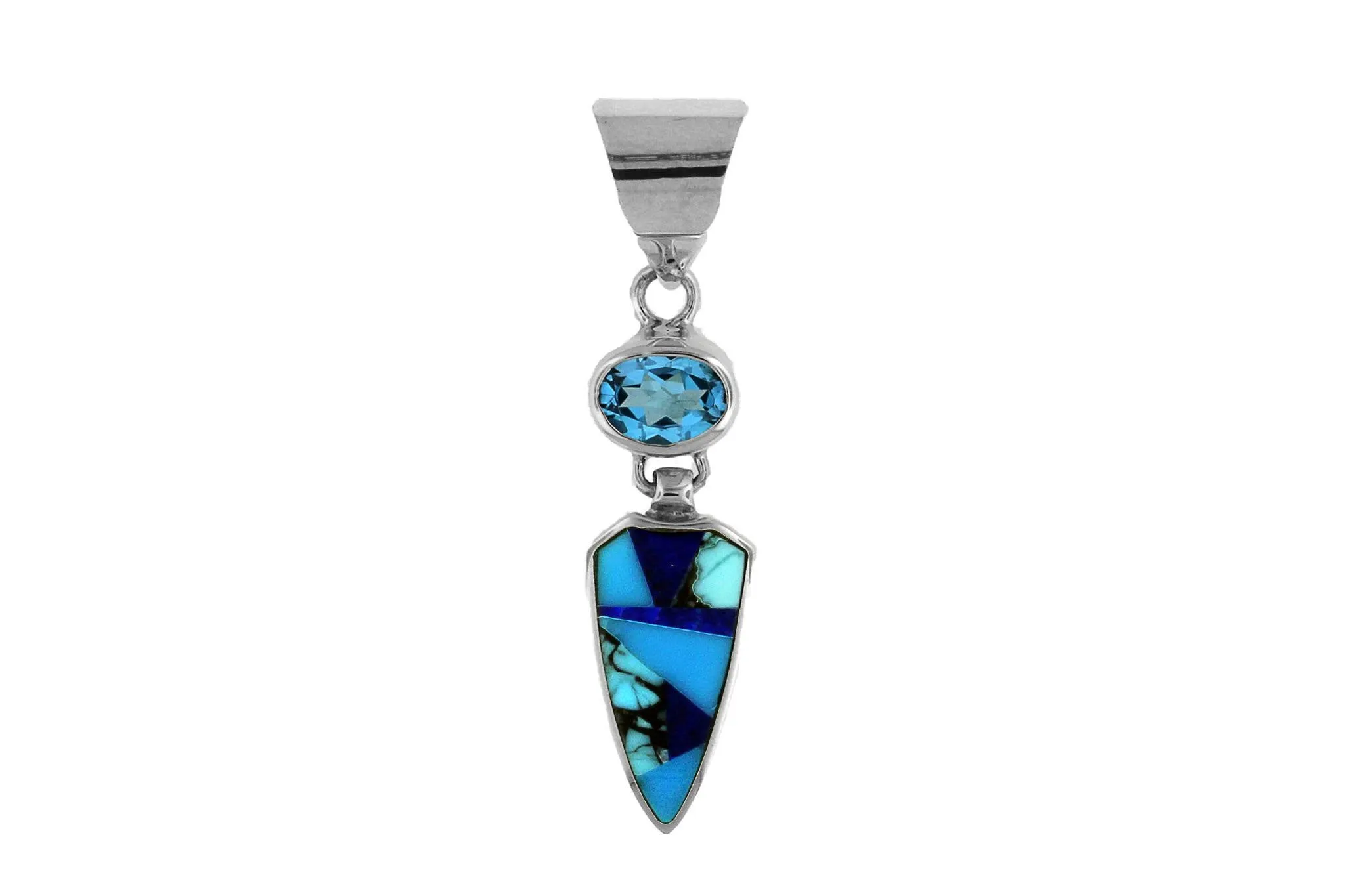 David Rosales Native American Inlay Turquoise Pendant