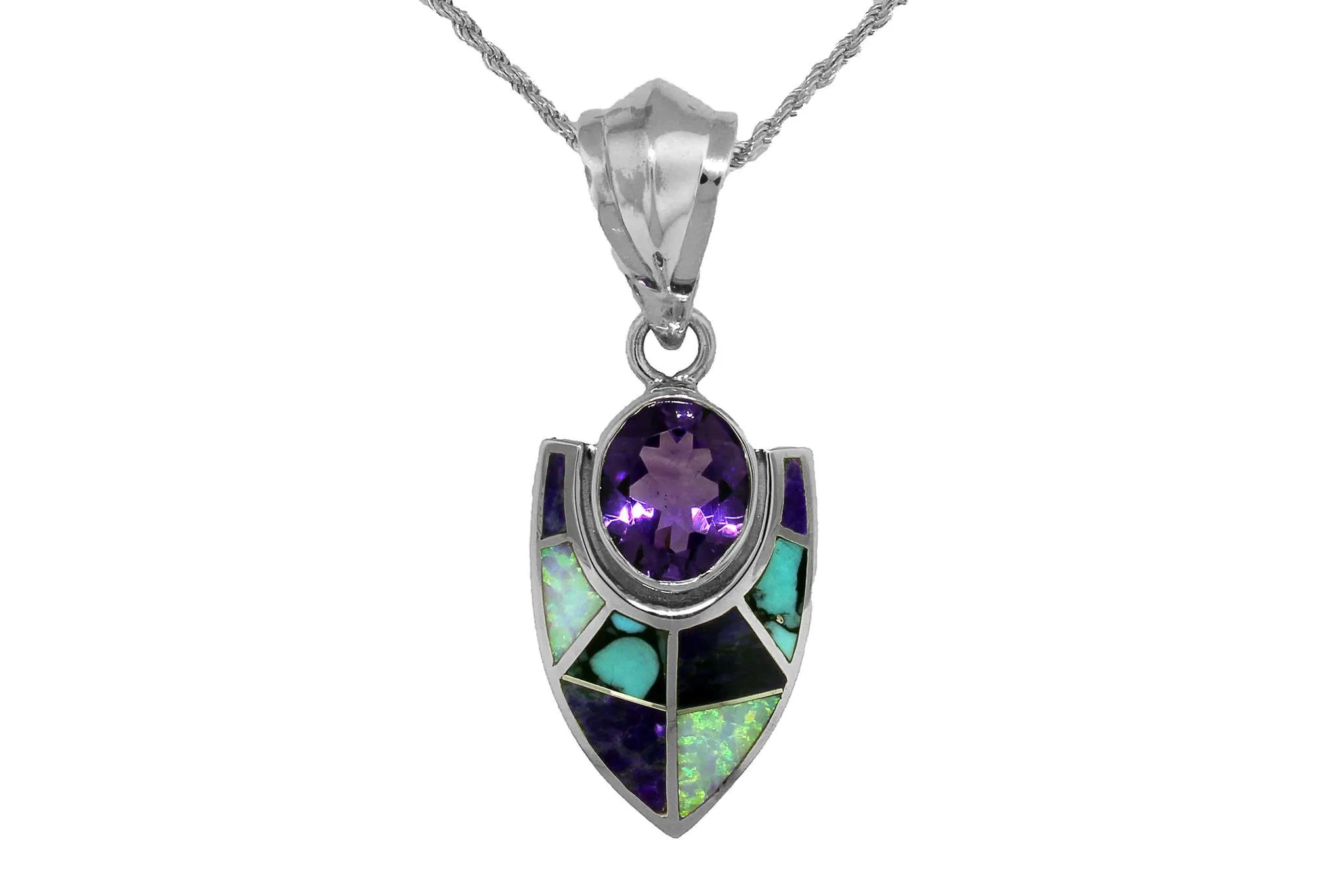 David Rosales Shalako and Amethyst Pendant