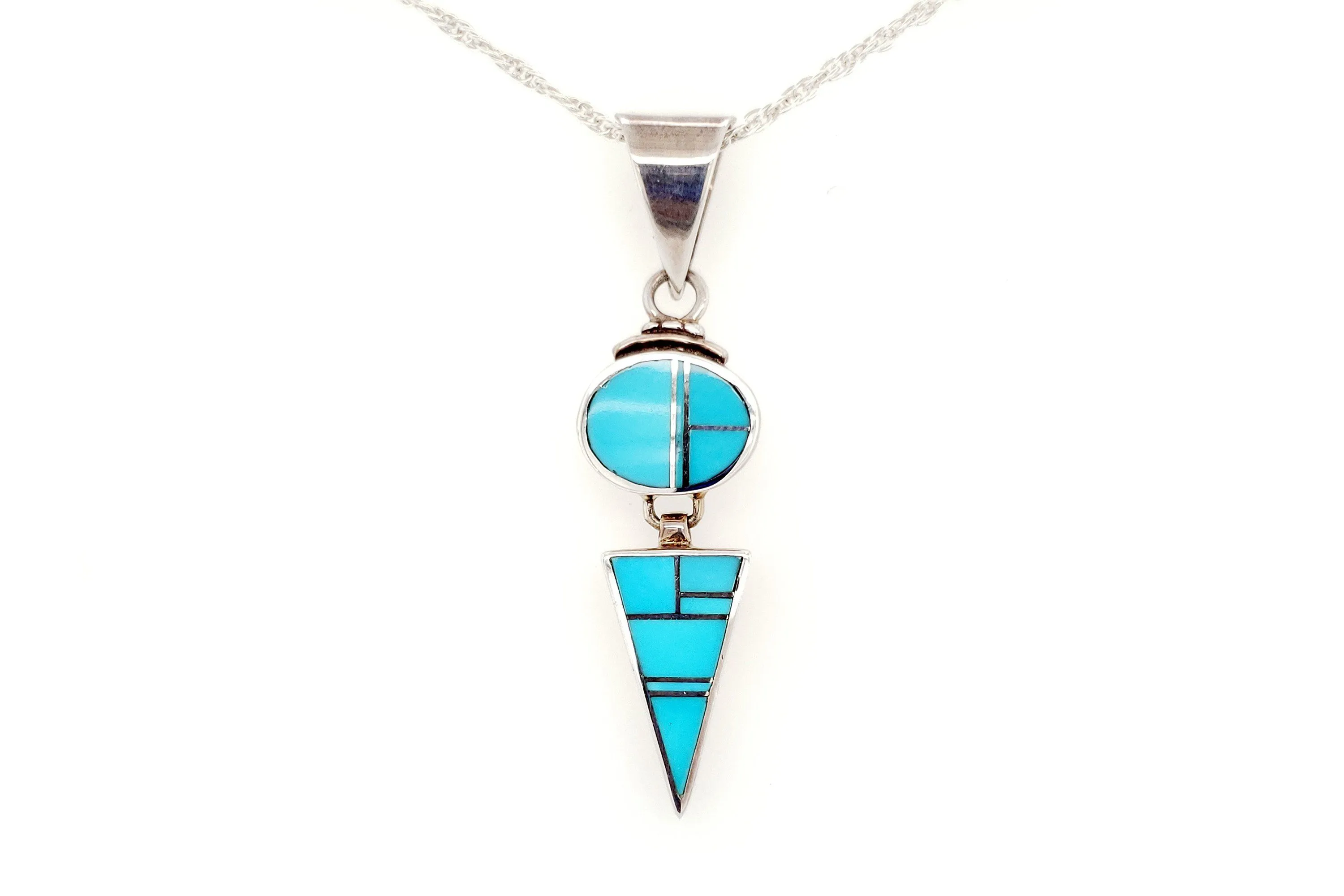 David Rosales Simple Inlaid Turquoise Pendant