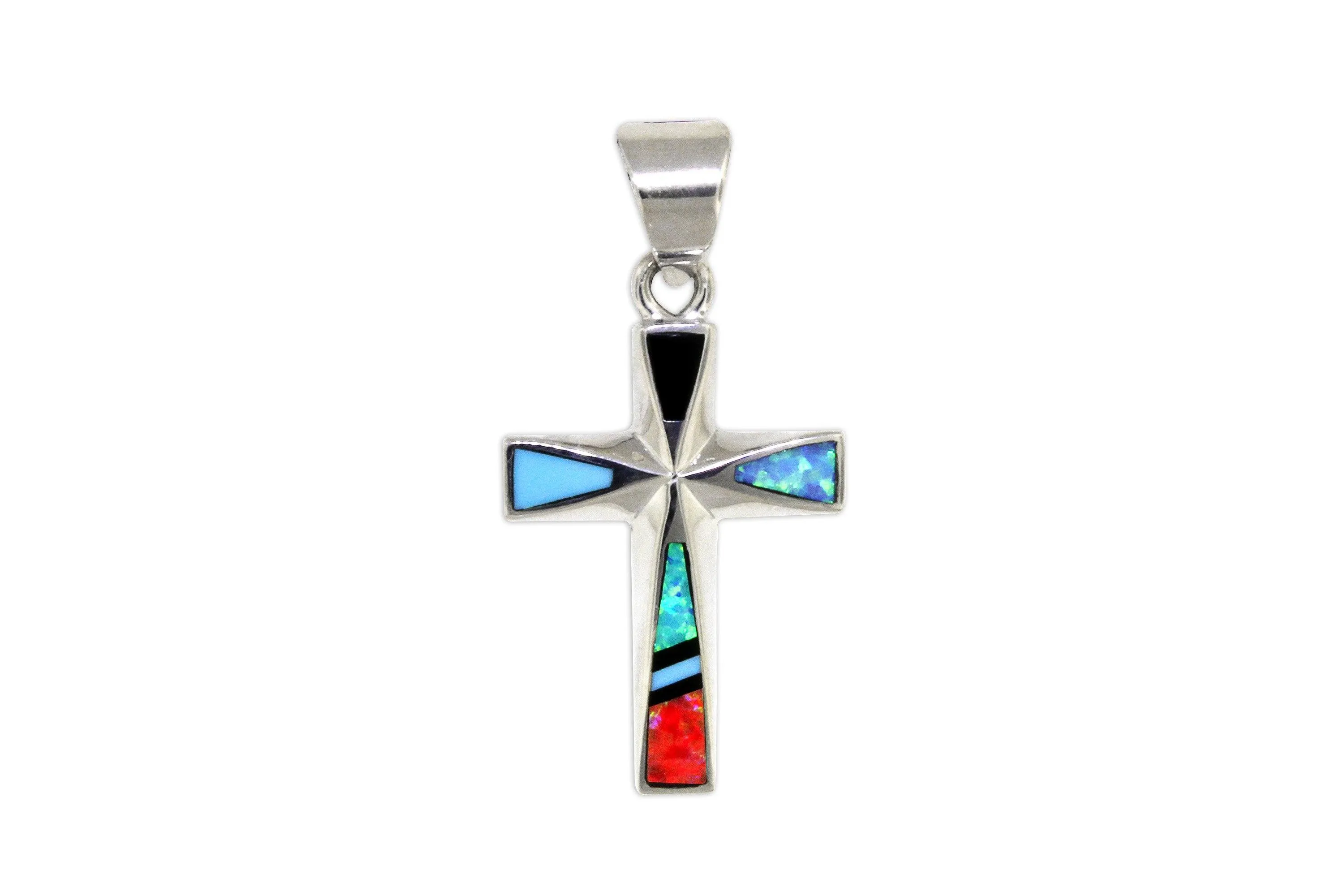 David Rosales Small Red Moon Cross Pendant