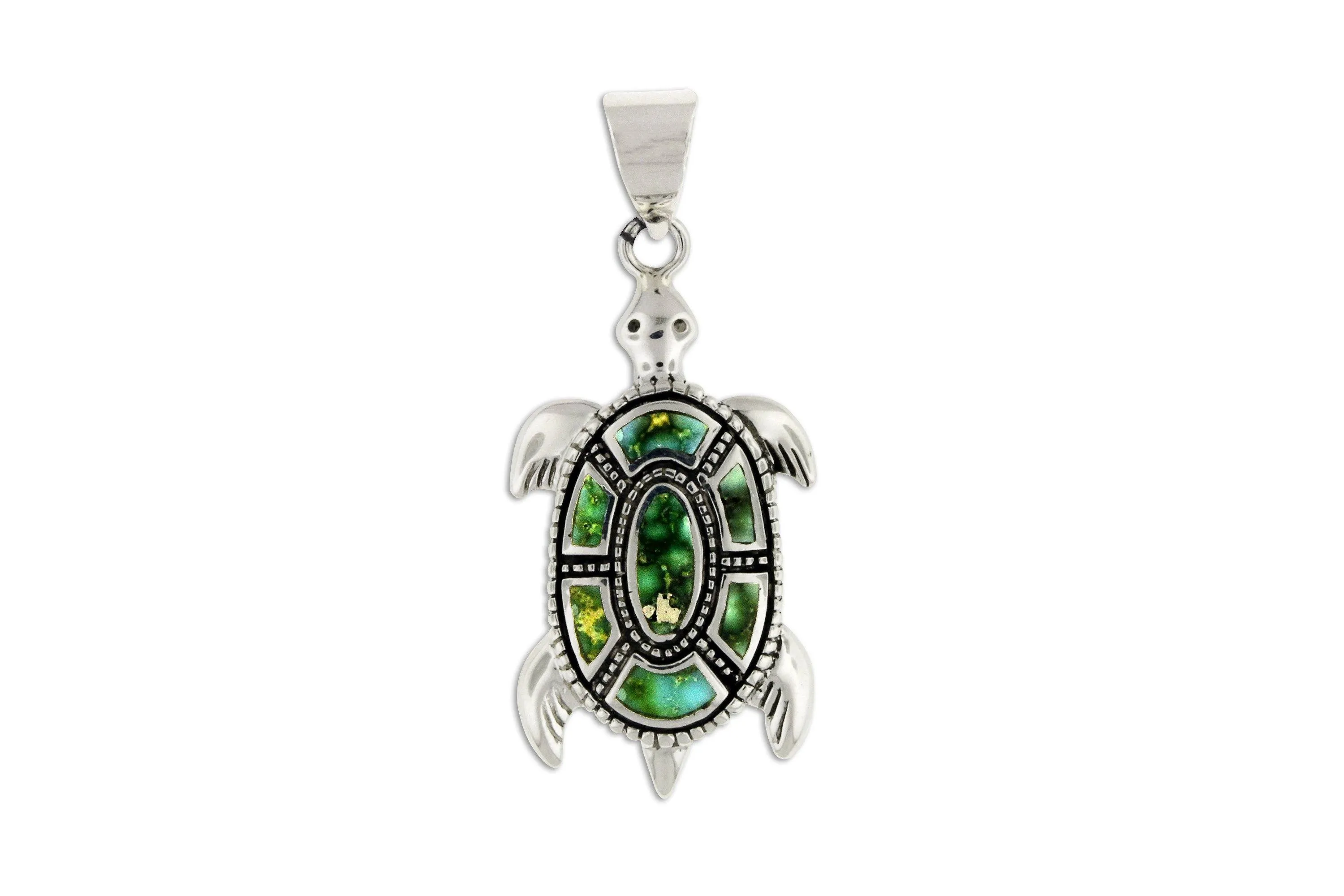 David Rosales Sonoran Gold Turquoise Turtle Pendant