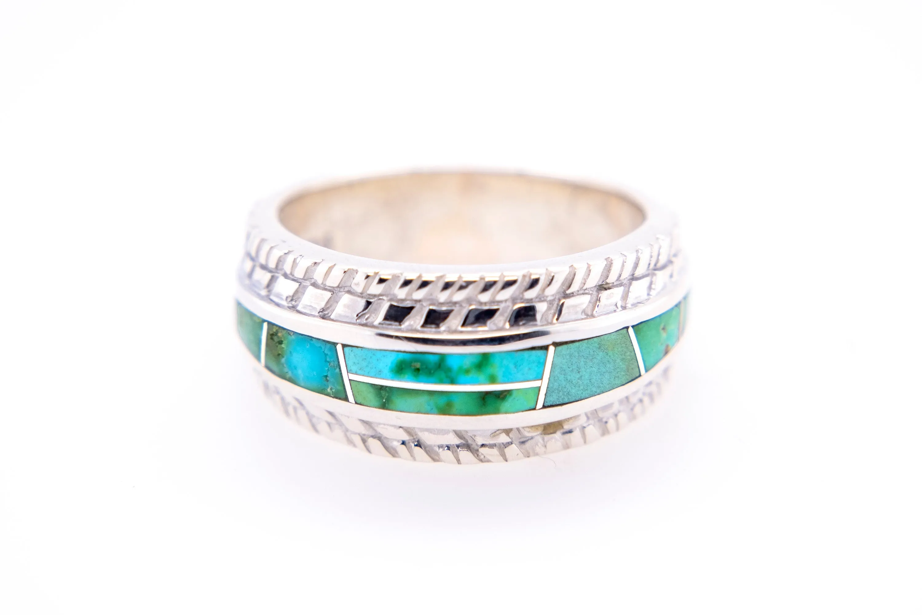 David Rosales Tire-Track Sonoran Turquoise Ring