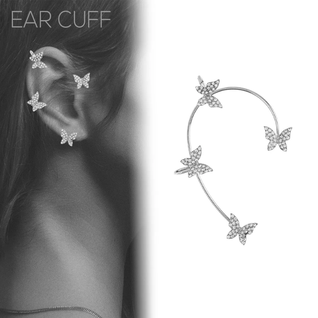 Earring Cuff - Butterfly Silver