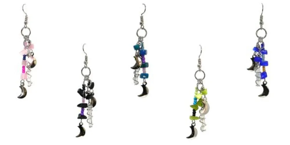 Earrings - Moon Charms Hanging