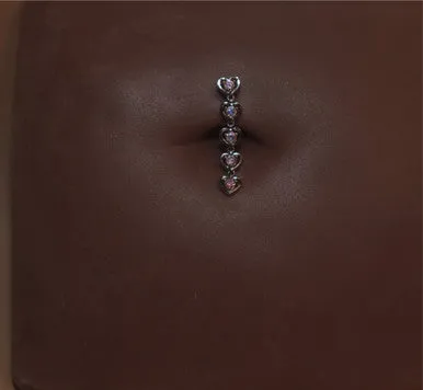 Five Heart Navel Belly Button Ring Piercing Jewelry