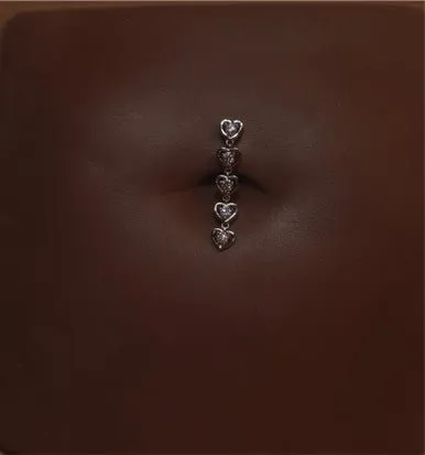 Five Heart Navel Belly Button Ring Piercing Jewelry