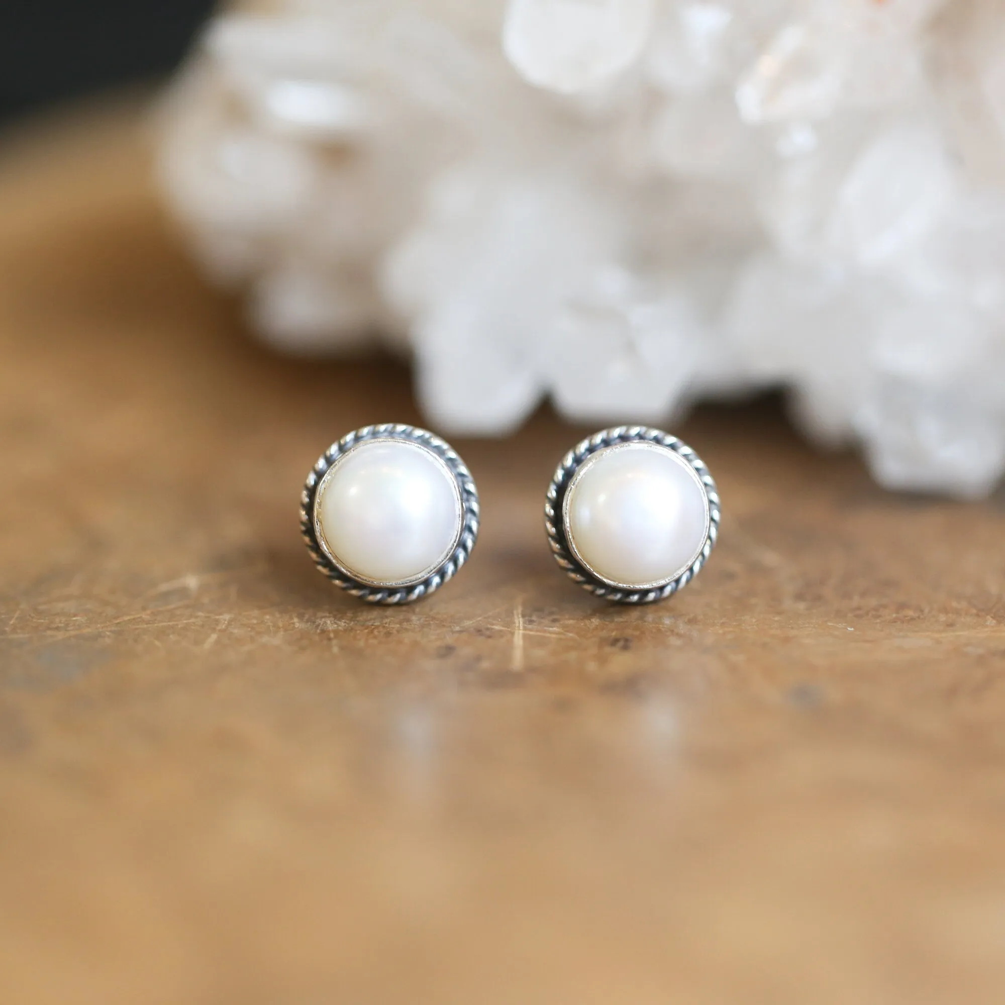 Freshwater Pearl Posts - Traditional Pearl Posts - Boho Pearl Posts - Silversmith Earrings